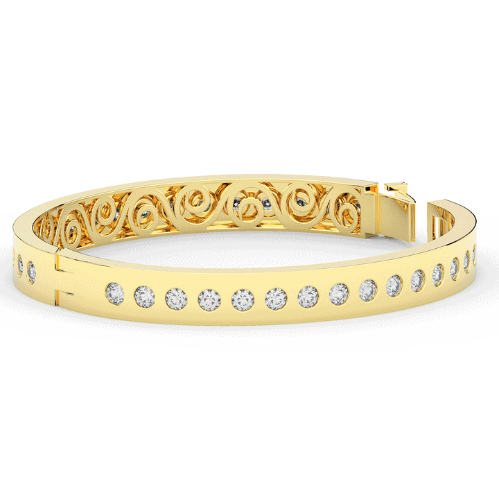 4.50CT.TW ROUND LAB DIAMOND ETERNITY BEZEL SET BANGLE - Nazarelle