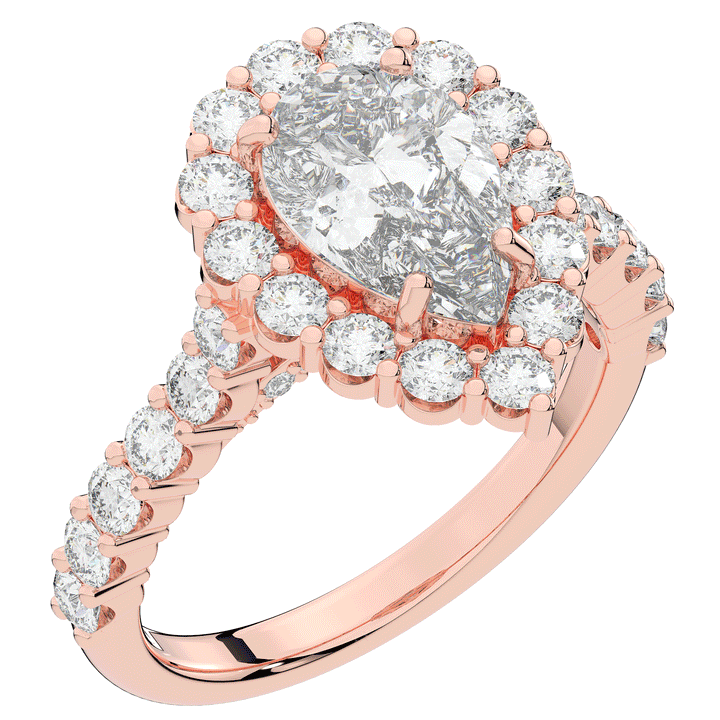 3.10CT.TW PEAR LAB DIAMOND HALO ENGAGEMENT RING - Nazarelle