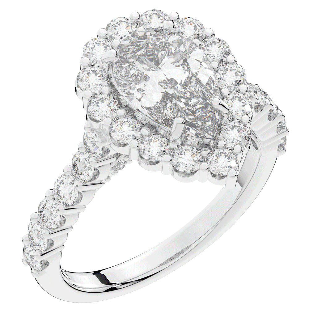 3.10CT.TW PEAR LAB DIAMOND HALO ENGAGEMENT RING - Nazarelle