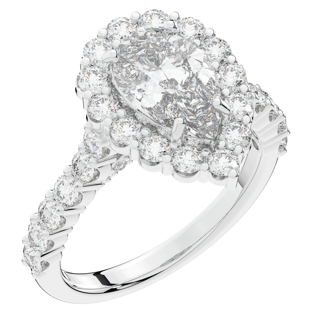 3.10CT.TW PEAR LAB DIAMOND HALO ENGAGEMENT RING - Nazarelle