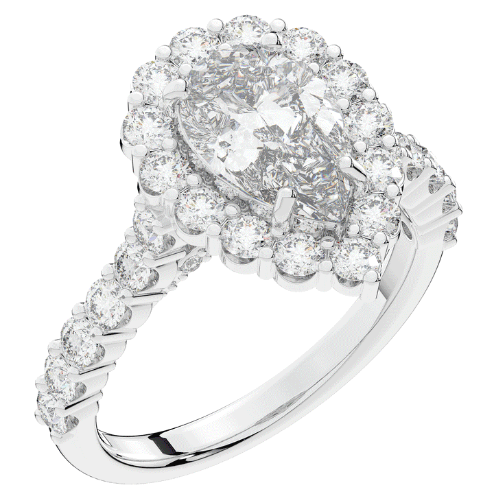 3.10CT.TW PEAR LAB DIAMOND HALO ENGAGEMENT RING - Nazarelle