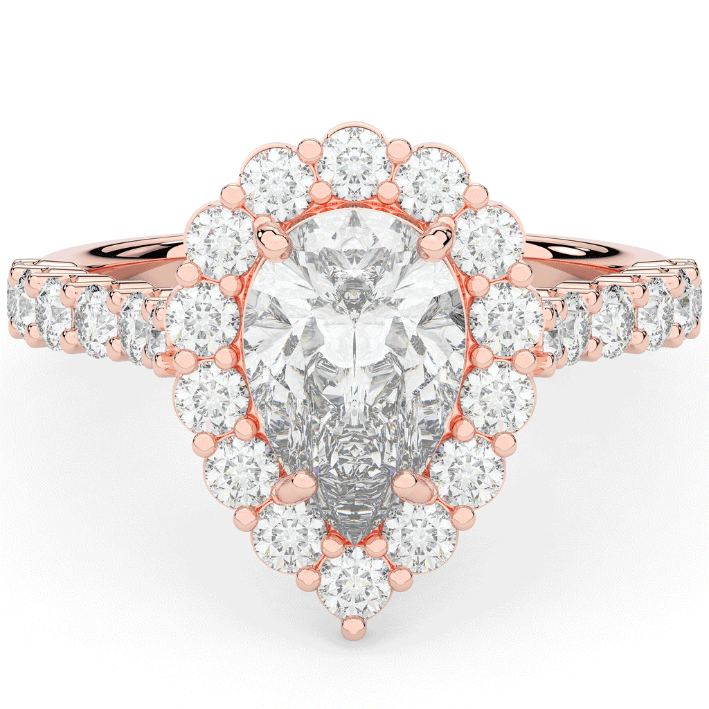 3.10CT.TW PEAR LAB DIAMOND HALO ENGAGEMENT RING - Nazarelle