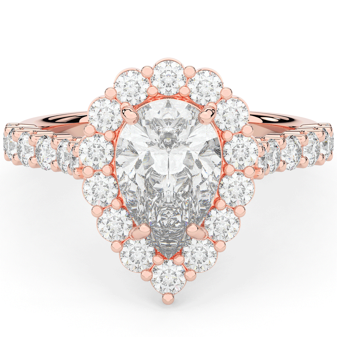 3.10CT.TW PEAR LAB DIAMOND HALO ENGAGEMENT RING - Nazarelle