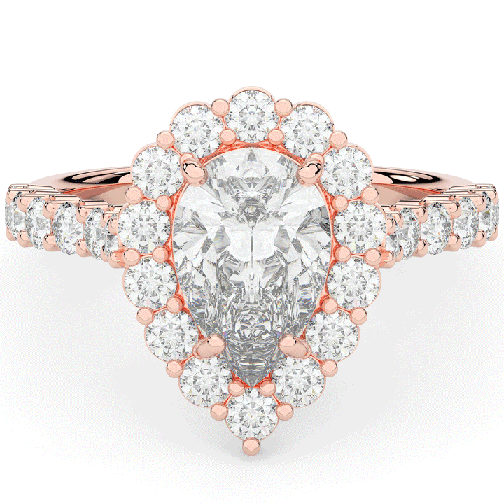 3.10CT.TW PEAR LAB DIAMOND HALO ENGAGEMENT RING - Nazarelle