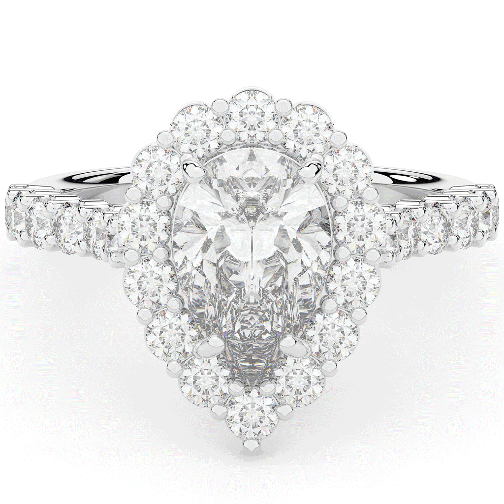3.10CT.TW PEAR LAB DIAMOND HALO ENGAGEMENT RING - Nazarelle