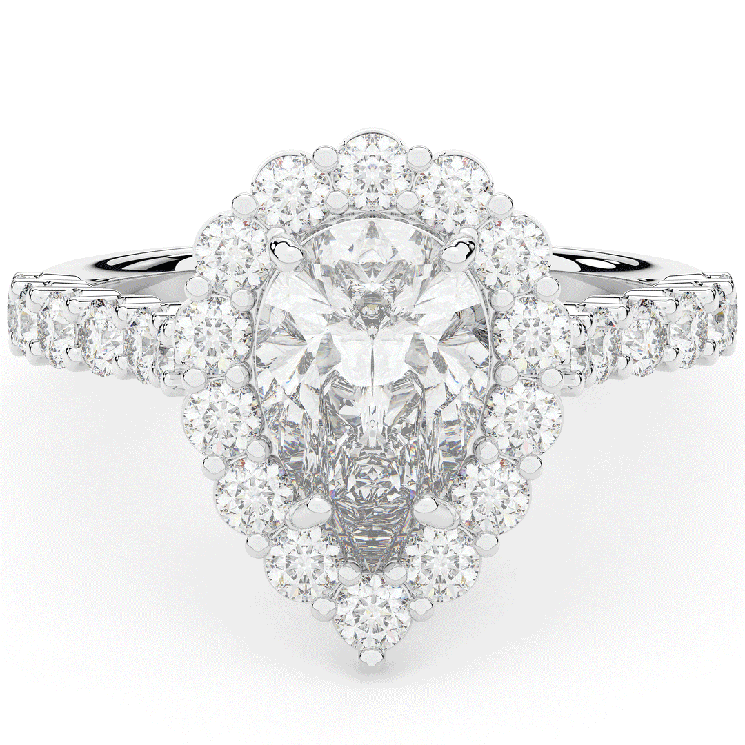 3.10CT.TW PEAR LAB DIAMOND HALO ENGAGEMENT RING - Nazarelle