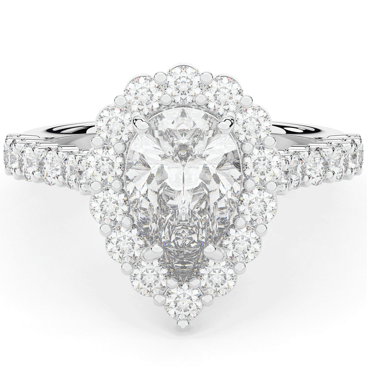 3.10CT.TW PEAR LAB DIAMOND HALO ENGAGEMENT RING - Nazarelle