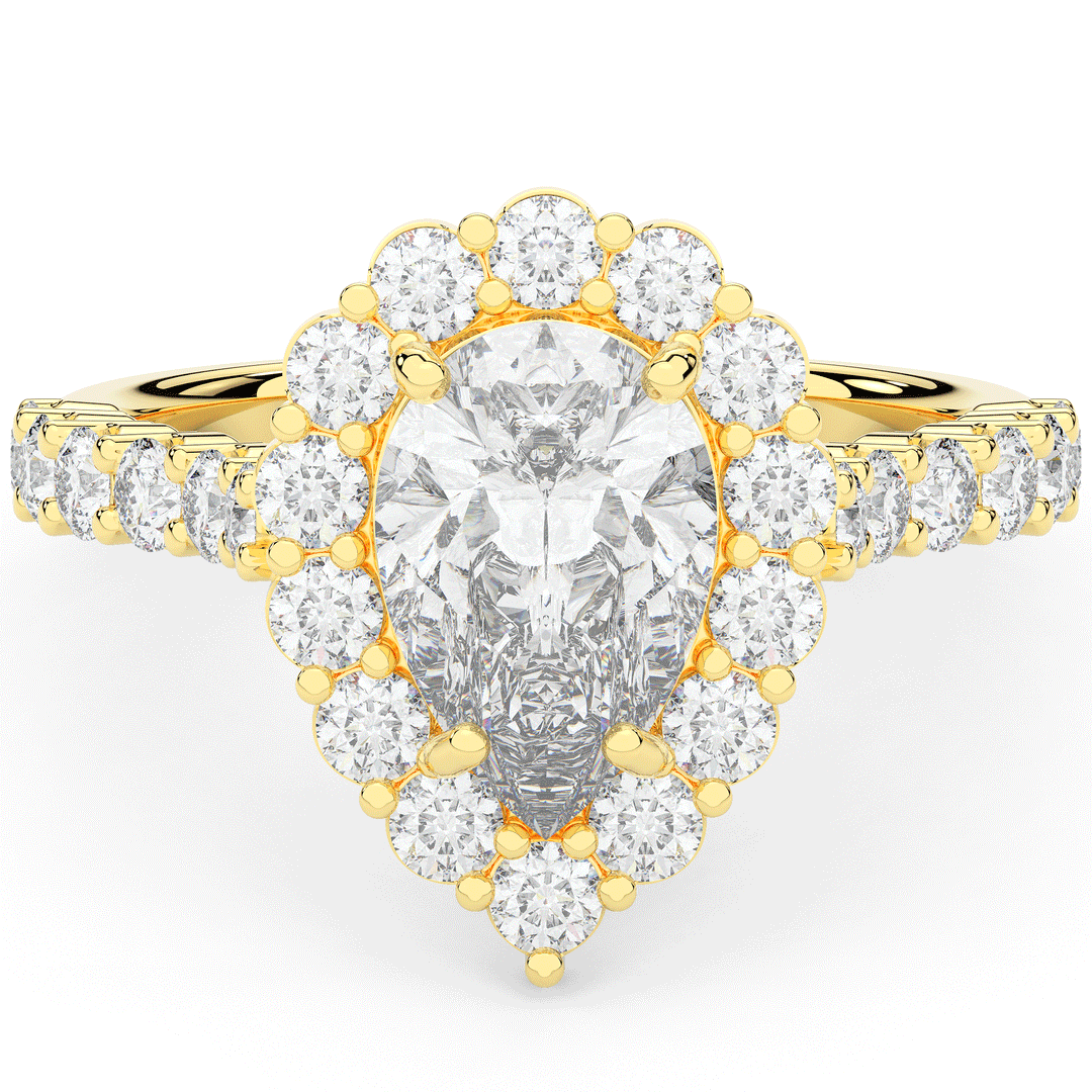 3.10CT.TW PEAR LAB DIAMOND HALO ENGAGEMENT RING - Nazarelle