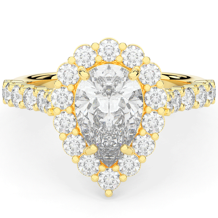 3.10CT.TW PEAR LAB DIAMOND HALO ENGAGEMENT RING - Nazarelle