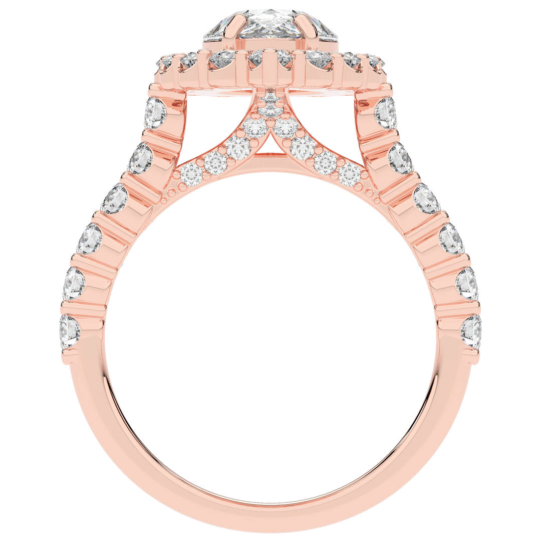 3.10CT.TW PEAR LAB DIAMOND HALO ENGAGEMENT RING - Nazarelle