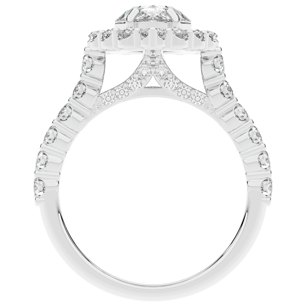 3.10CT.TW PEAR LAB DIAMOND HALO ENGAGEMENT RING - Nazarelle