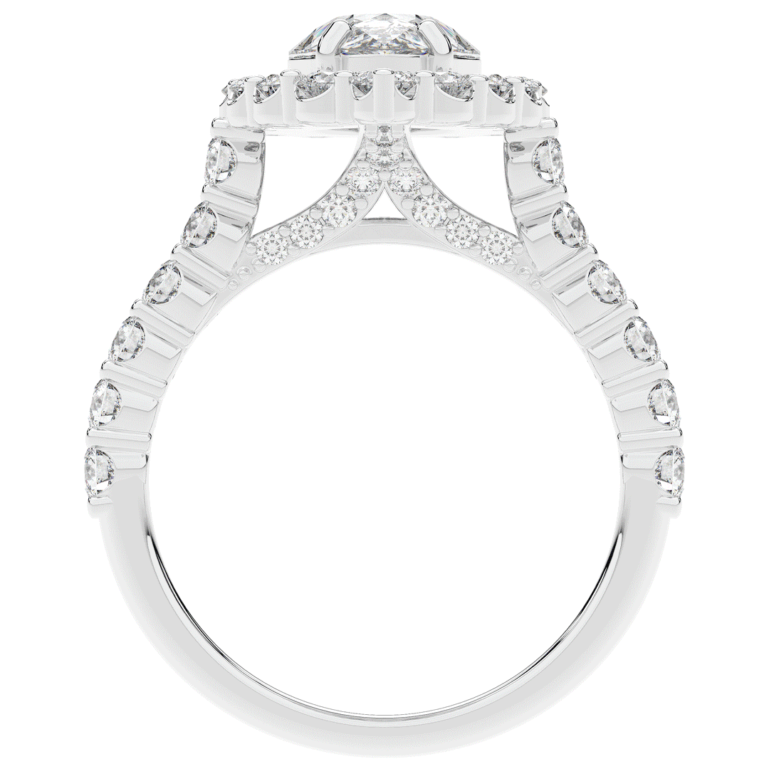 3.10CT.TW PEAR LAB DIAMOND HALO ENGAGEMENT RING - Nazarelle