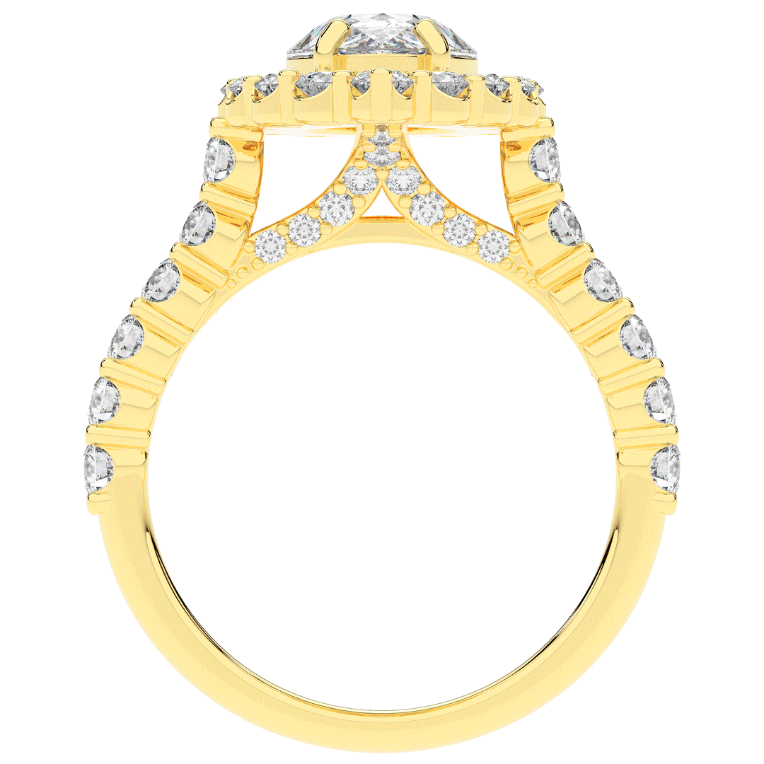 3.10CT.TW PEAR LAB DIAMOND HALO ENGAGEMENT RING - Nazarelle