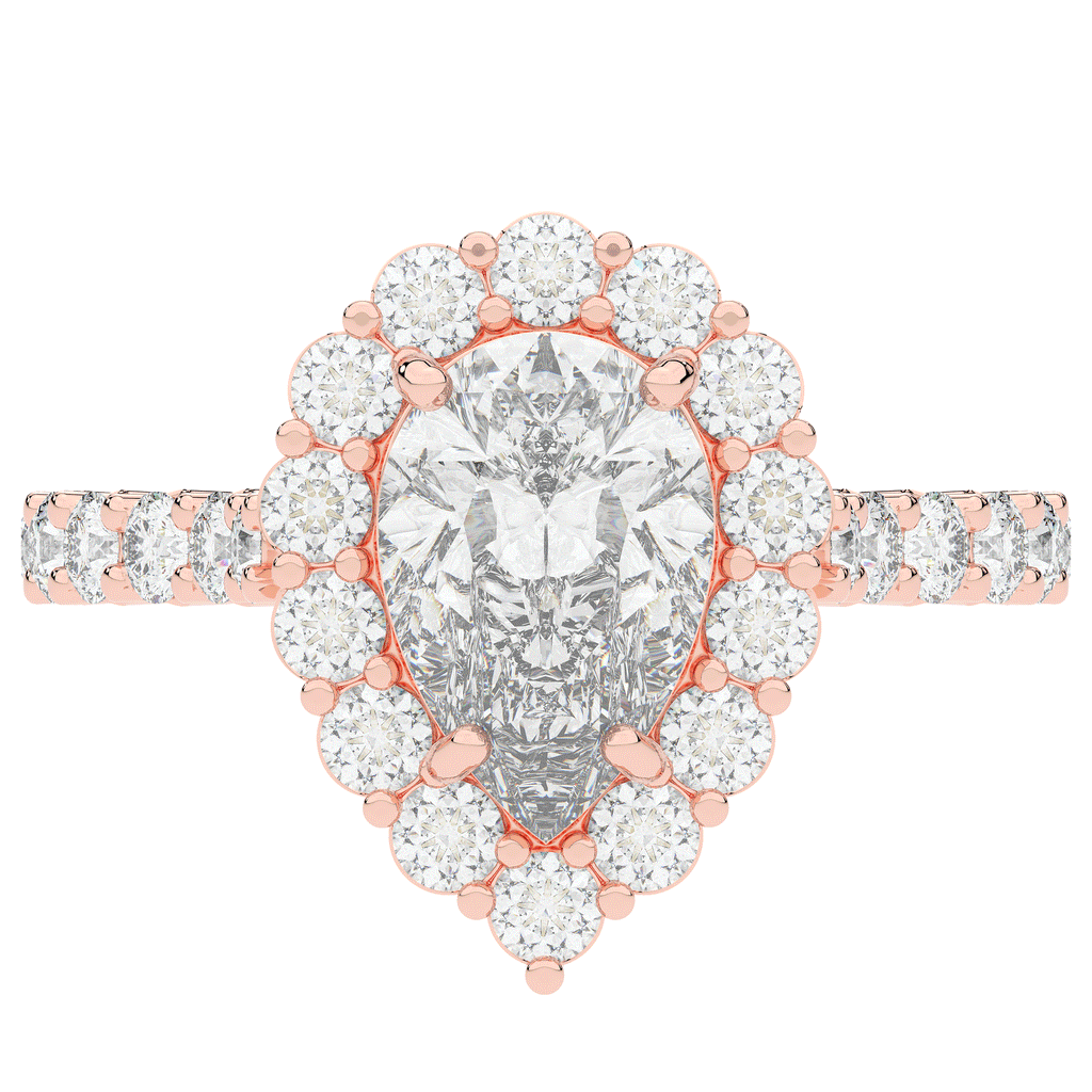 3.10CT.TW PEAR LAB DIAMOND HALO ENGAGEMENT RING - Nazarelle