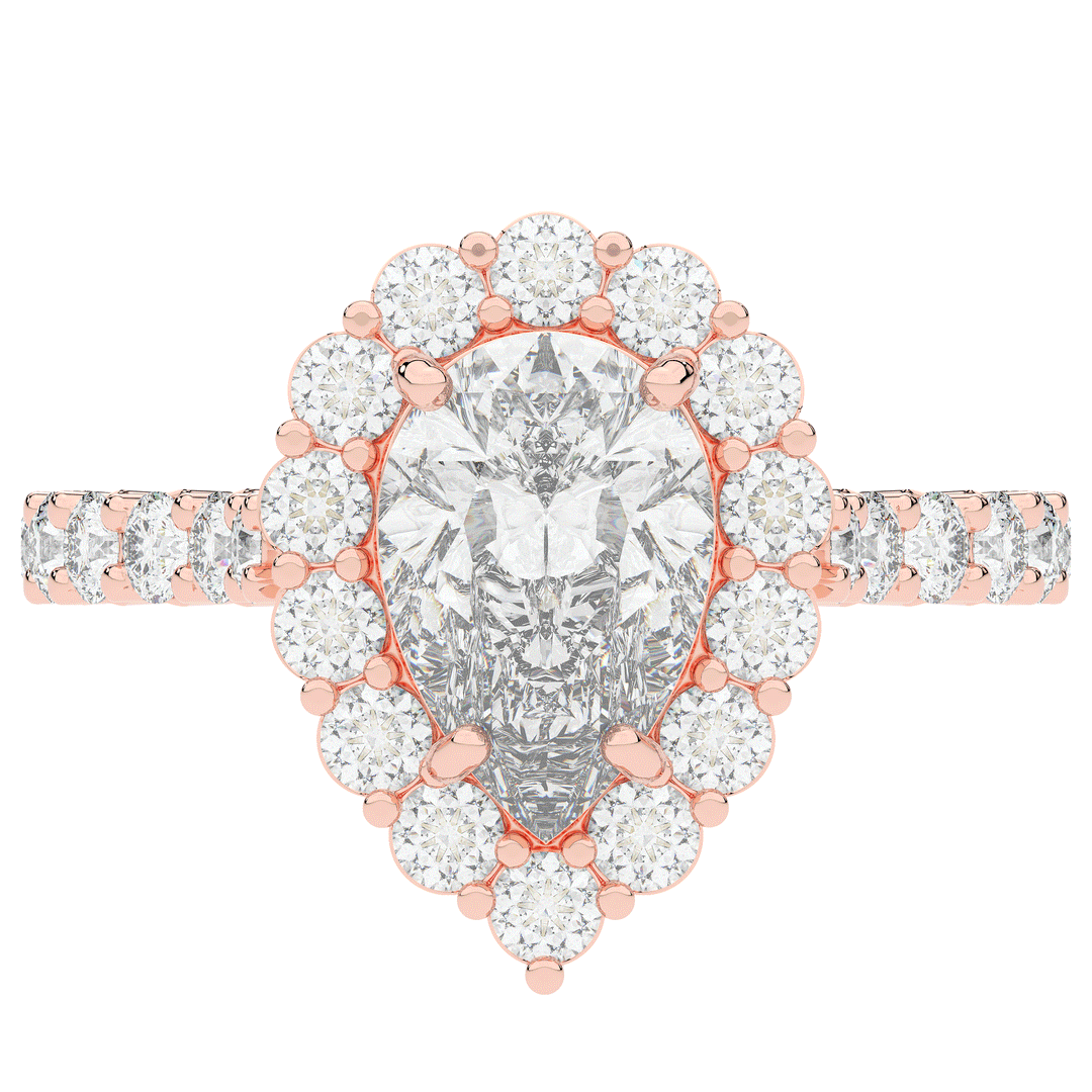 3.10CT.TW PEAR LAB DIAMOND HALO ENGAGEMENT RING - Nazarelle
