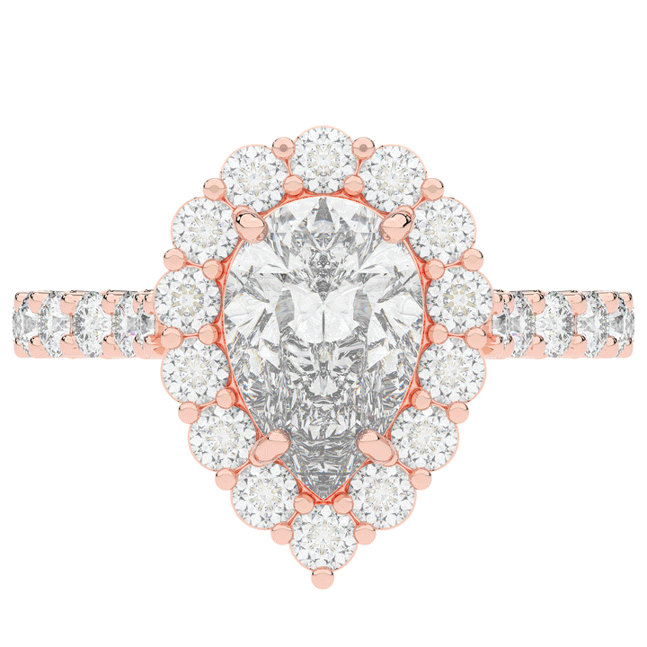 3.10CT.TW PEAR LAB DIAMOND HALO ENGAGEMENT RING - Nazarelle
