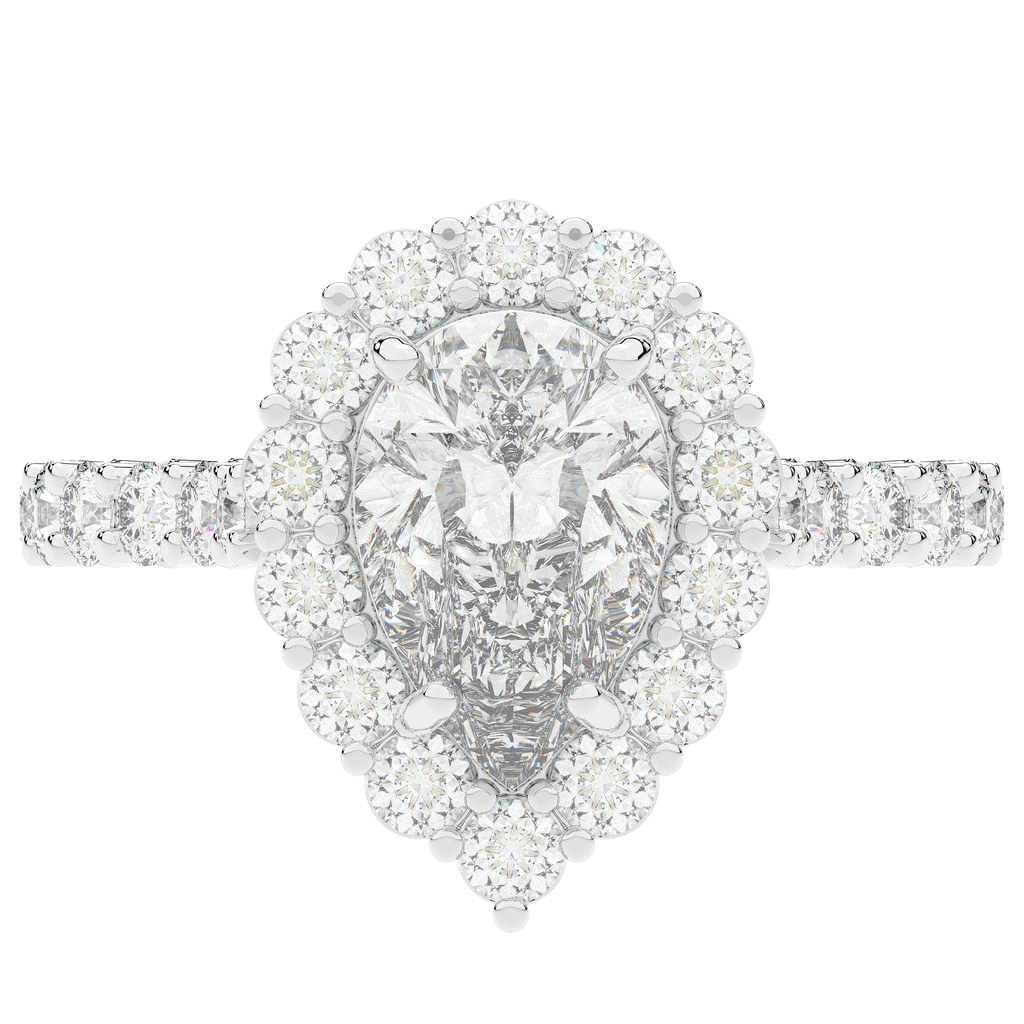 3.10CT.TW PEAR LAB DIAMOND HALO ENGAGEMENT RING - Nazarelle
