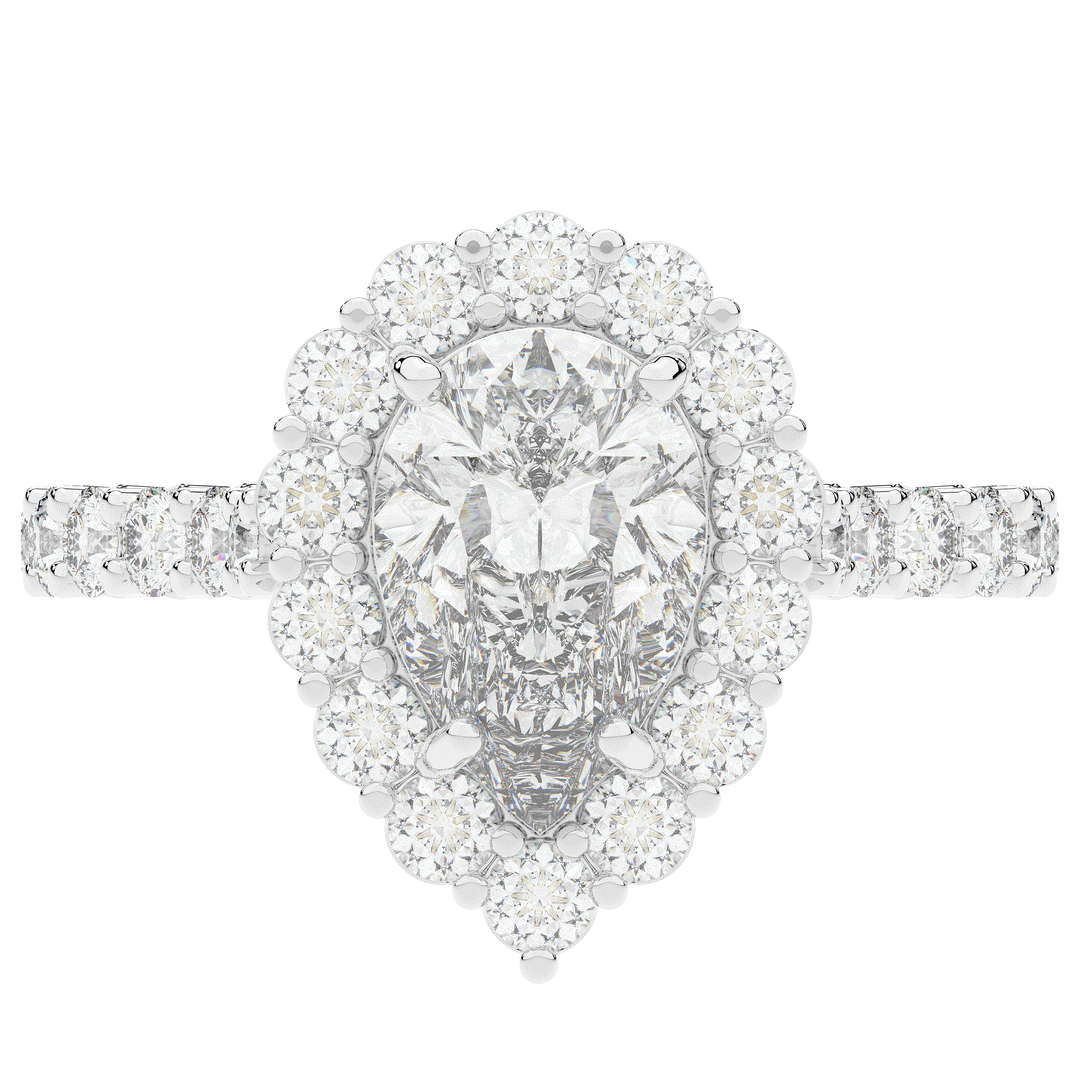 3.10CT.TW PEAR LAB DIAMOND HALO ENGAGEMENT RING - Nazarelle