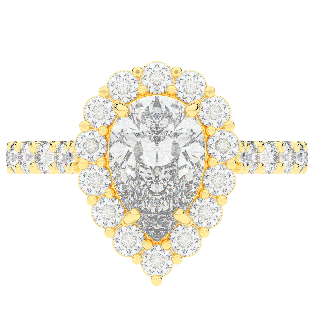 3.10CT.TW PEAR LAB DIAMOND HALO ENGAGEMENT RING - Nazarelle