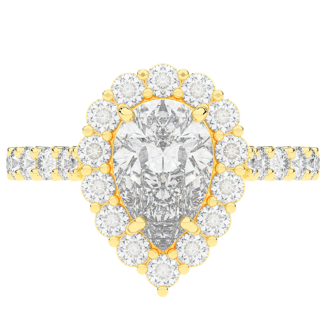 3.10CT.TW PEAR LAB DIAMOND HALO ENGAGEMENT RING - Nazarelle
