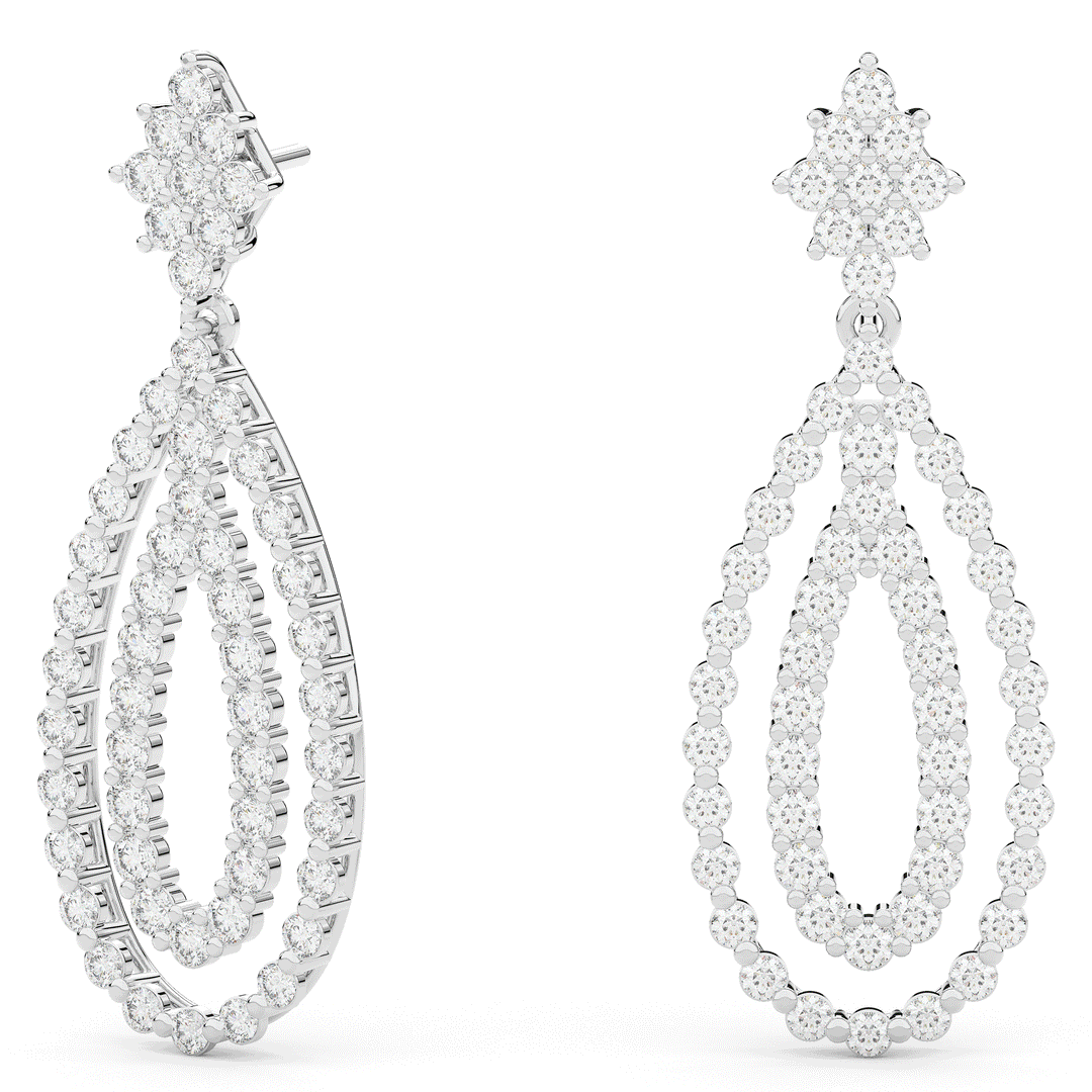 2.70CT.TW ROUND LAB DIAMOND DROP EARRINGS - Nazarelle