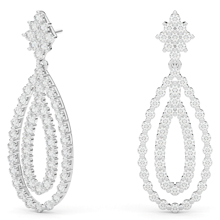 2.70CT.TW ROUND LAB DIAMOND DROP EARRINGS - Nazarelle