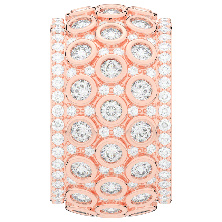 3.00CT.TW ROUND LAB DIAMOND BEZEL AND PRONG SET ETERNITY WEDDING BAND - Nazarelle