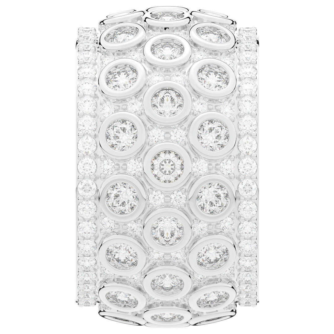 3.00CT.TW ROUND LAB DIAMOND BEZEL AND PRONG SET ETERNITY WEDDING BAND - Nazarelle