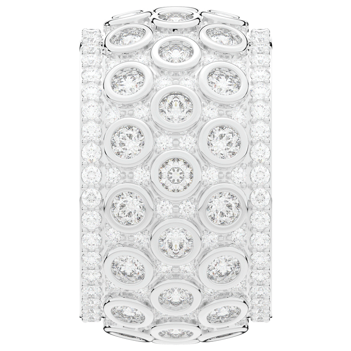 3.00CT.TW ROUND LAB DIAMOND BEZEL AND PRONG SET ETERNITY WEDDING BAND - Nazarelle