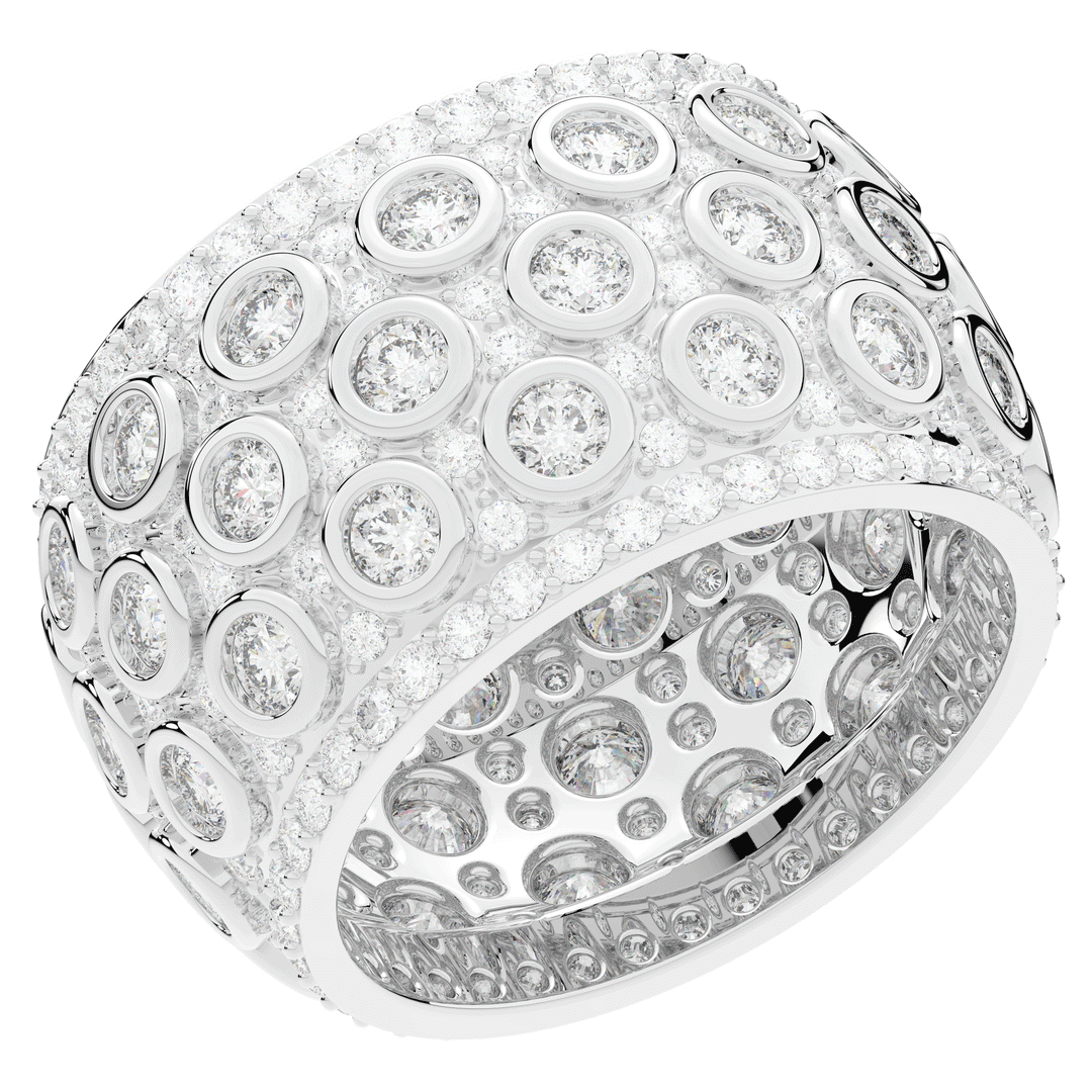 3.00CT.TW ROUND LAB DIAMOND BEZEL AND PRONG SET ETERNITY WEDDING BAND - Nazarelle