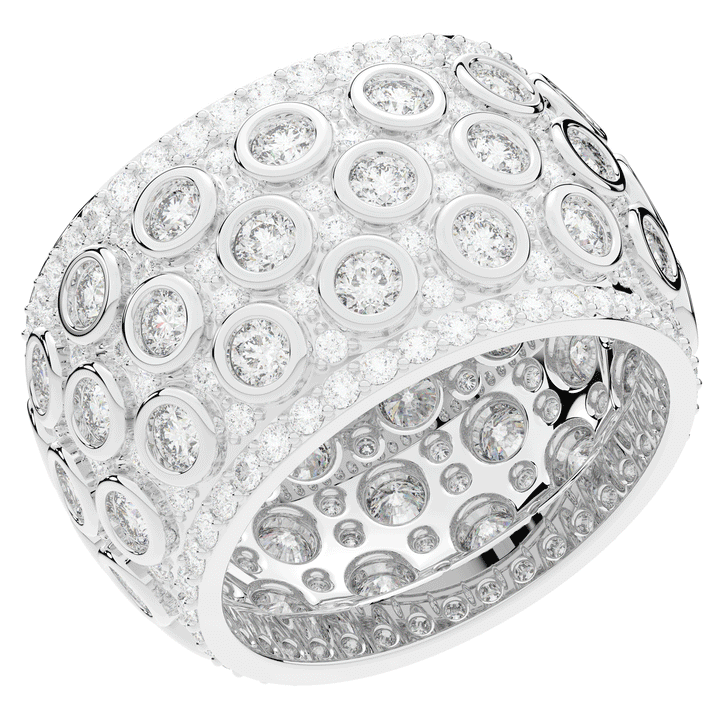 3.00CT.TW ROUND LAB DIAMOND BEZEL AND PRONG SET ETERNITY WEDDING BAND - Nazarelle