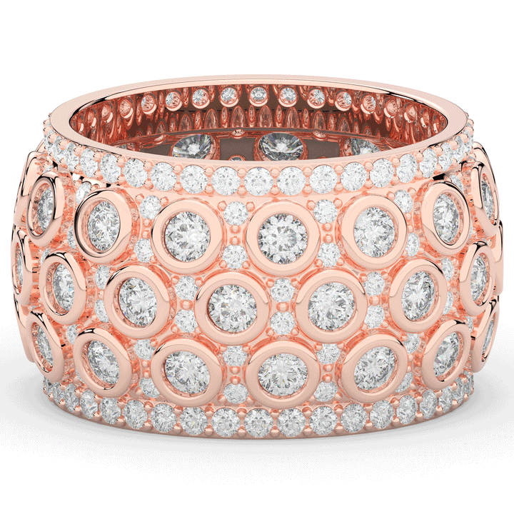 3.00CT.TW ROUND LAB DIAMOND BEZEL AND PRONG SET ETERNITY WEDDING BAND - Nazarelle