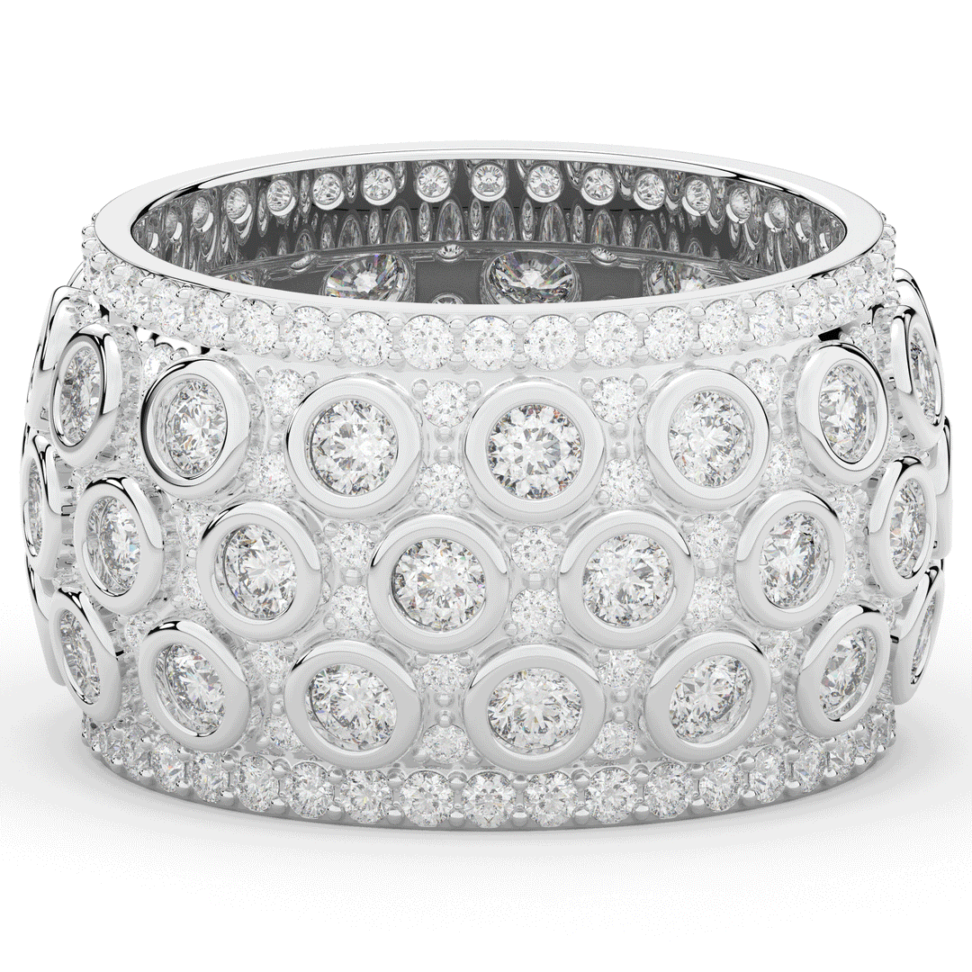 3.00CT.TW ROUND LAB DIAMOND BEZEL AND PRONG SET ETERNITY WEDDING BAND - Nazarelle