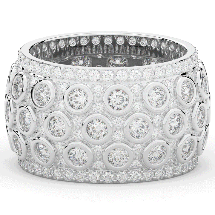 3.00CT.TW ROUND LAB DIAMOND BEZEL AND PRONG SET ETERNITY WEDDING BAND - Nazarelle