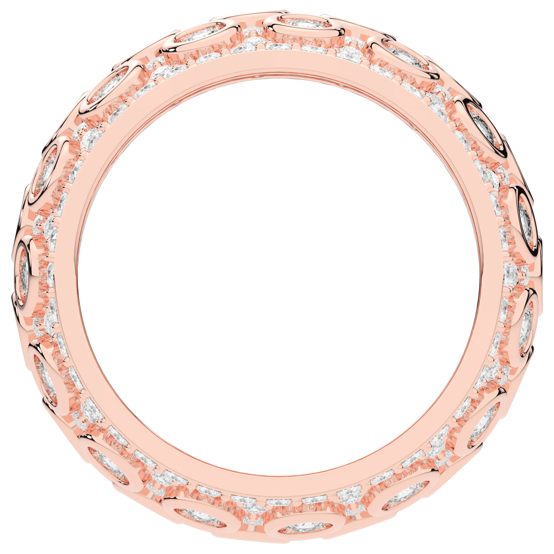 3.00CT.TW ROUND LAB DIAMOND BEZEL AND PRONG SET ETERNITY WEDDING BAND - Nazarelle