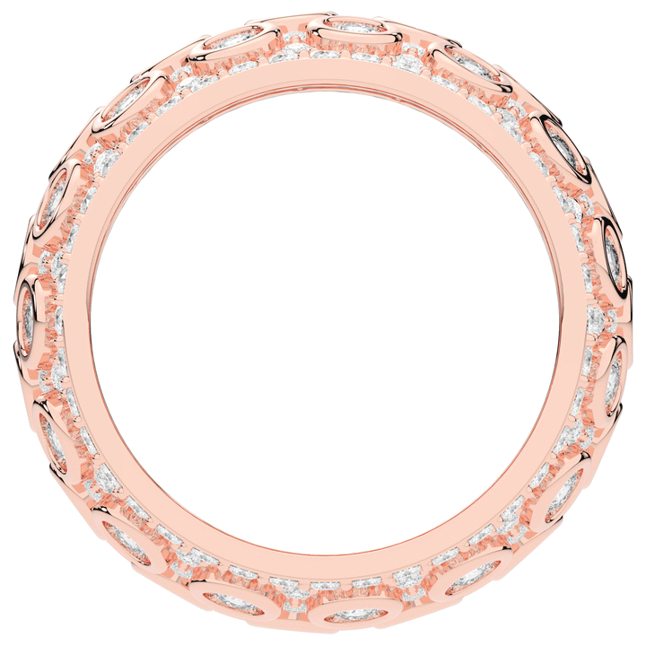 3.00CT.TW ROUND LAB DIAMOND BEZEL AND PRONG SET ETERNITY WEDDING BAND - Nazarelle