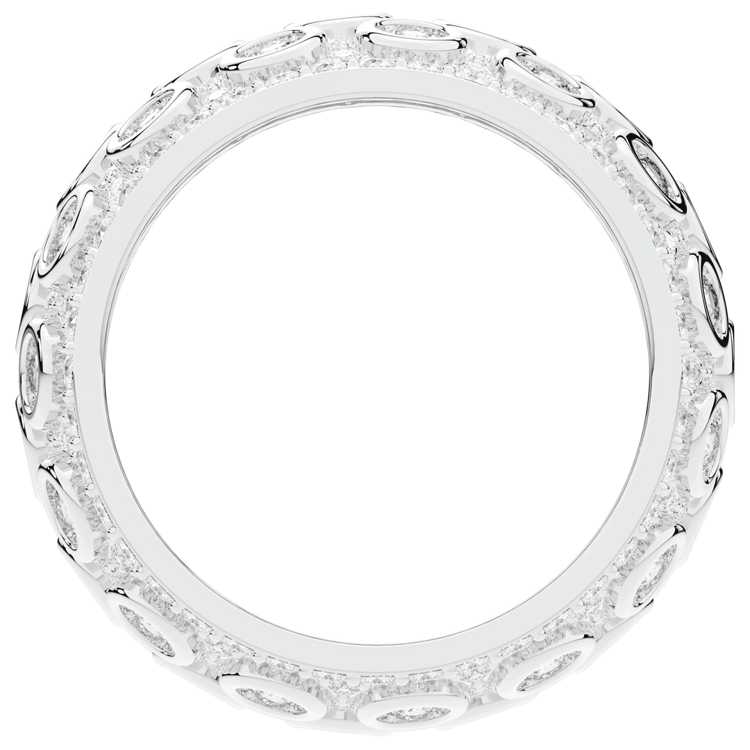 3.00CT.TW ROUND LAB DIAMOND BEZEL AND PRONG SET ETERNITY WEDDING BAND - Nazarelle