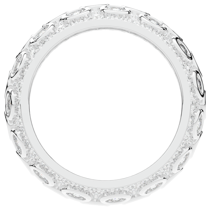 3.00CT.TW ROUND LAB DIAMOND BEZEL AND PRONG SET ETERNITY WEDDING BAND - Nazarelle