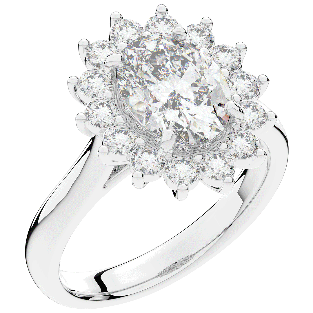 2.65CT.TW OVAL LAB DIAMOND HALO ENGAGEMENT RING - Nazarelle