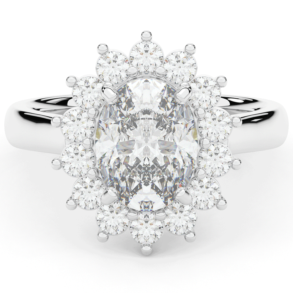 2.65CT.TW OVAL LAB DIAMOND HALO ENGAGEMENT RING - Nazarelle