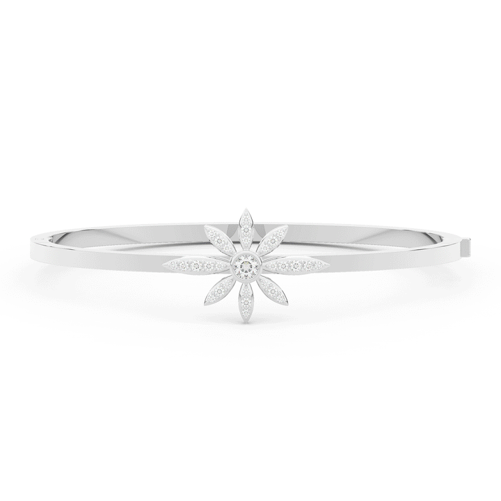 0.40CT.TW ROUND LAB BEZEL AND PRONG SET FLOWER DIAMOND BANGLE - Nazarelle