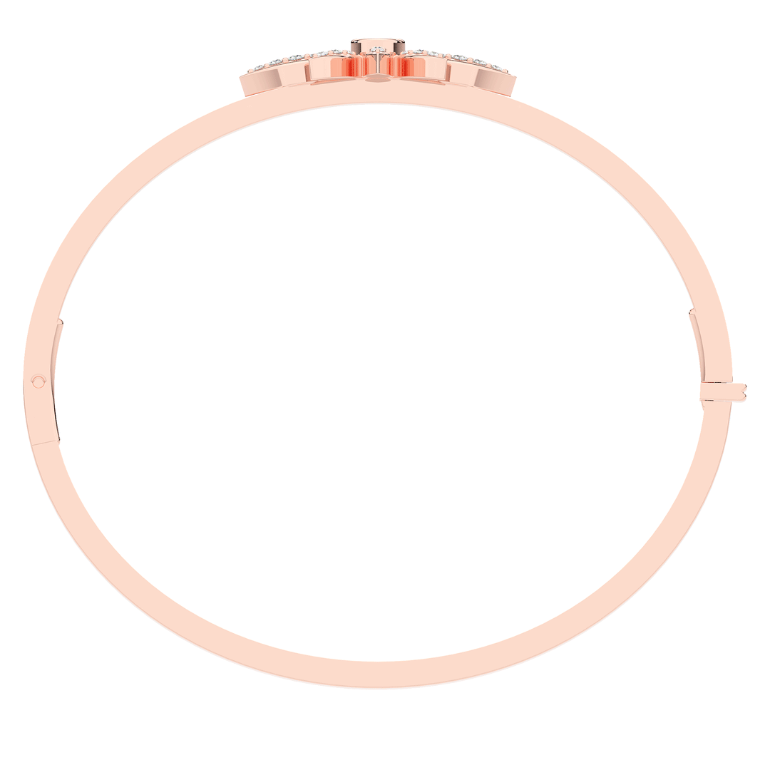 0.40CT.TW ROUND LAB BEZEL AND PRONG SET FLOWER DIAMOND BANGLE - Nazarelle