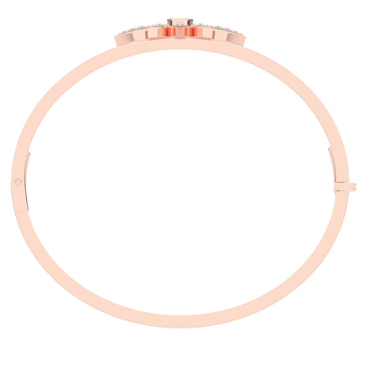 0.40CT.TW ROUND LAB BEZEL AND PRONG SET FLOWER DIAMOND BANGLE - Nazarelle