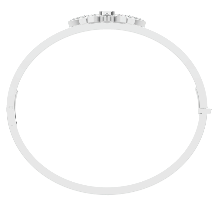 0.40CT.TW ROUND LAB BEZEL AND PRONG SET FLOWER DIAMOND BANGLE - Nazarelle