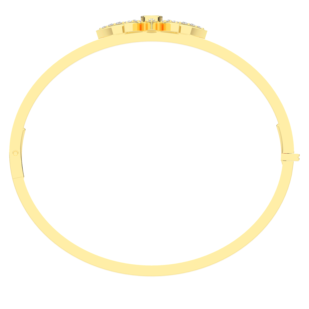 0.40CT.TW ROUND LAB BEZEL AND PRONG SET FLOWER DIAMOND BANGLE - Nazarelle