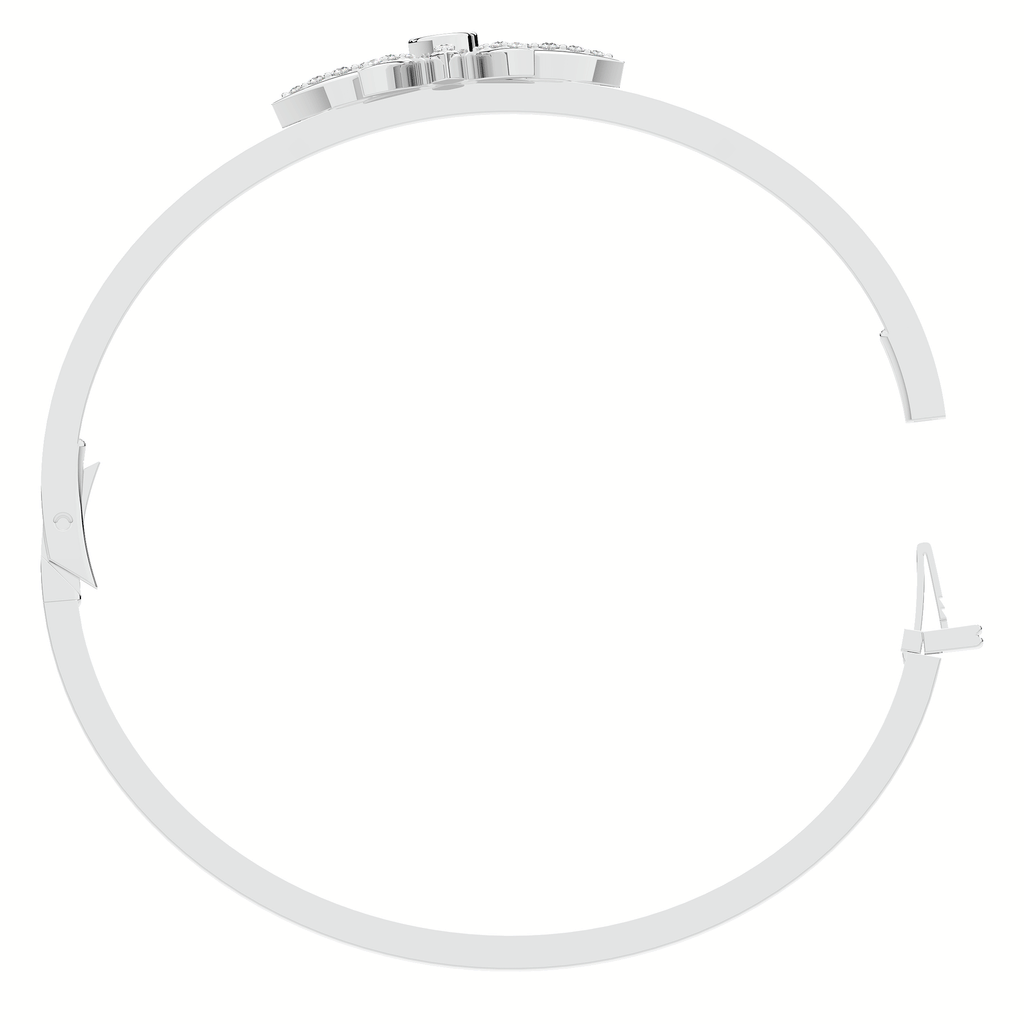 0.40CT.TW ROUND LAB BEZEL AND PRONG SET FLOWER DIAMOND BANGLE - Nazarelle