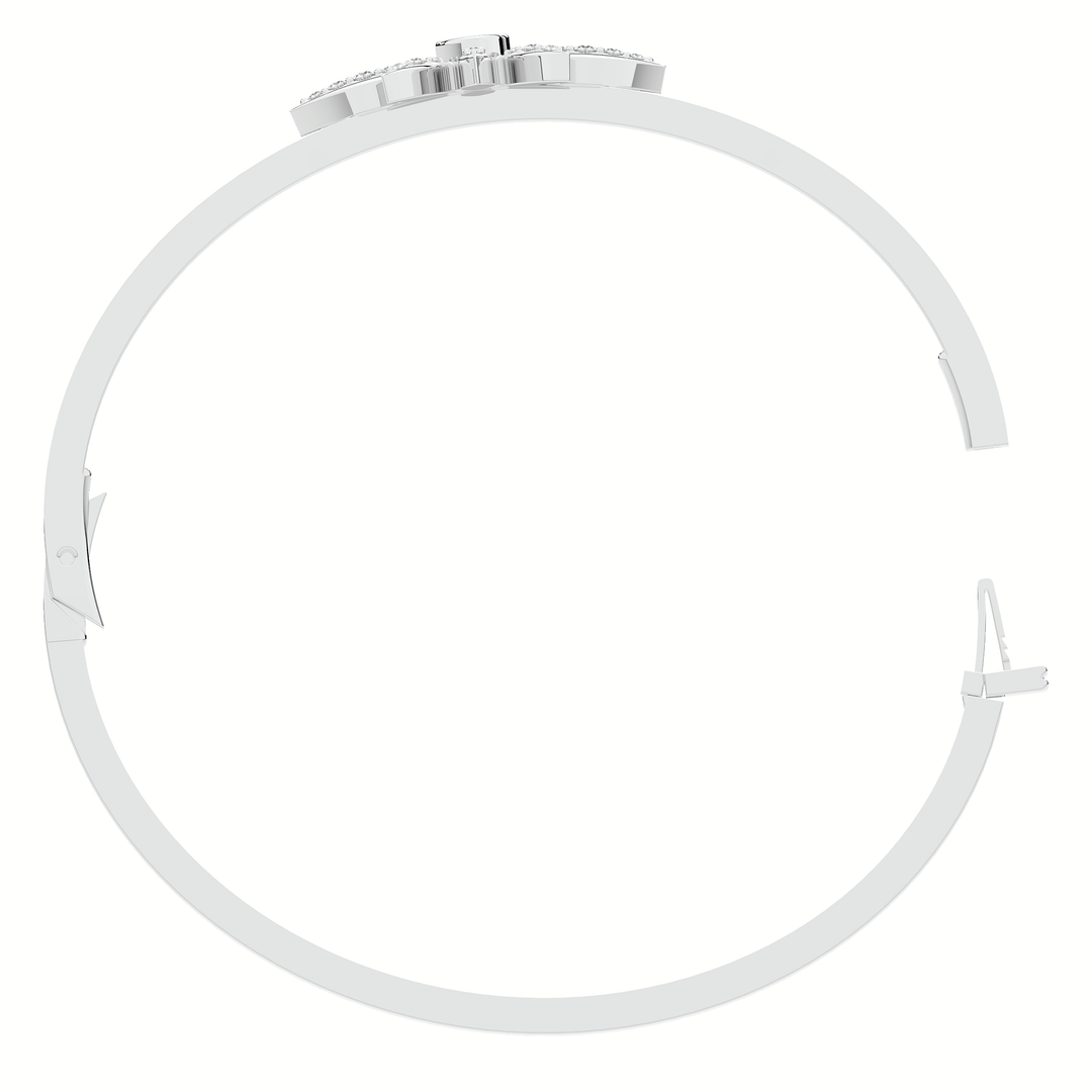 0.40CT.TW ROUND LAB BEZEL AND PRONG SET FLOWER DIAMOND BANGLE - Nazarelle