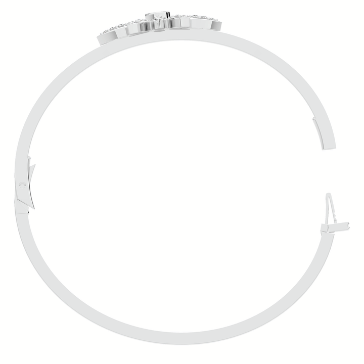 0.40CT.TW ROUND LAB BEZEL AND PRONG SET FLOWER DIAMOND BANGLE - Nazarelle