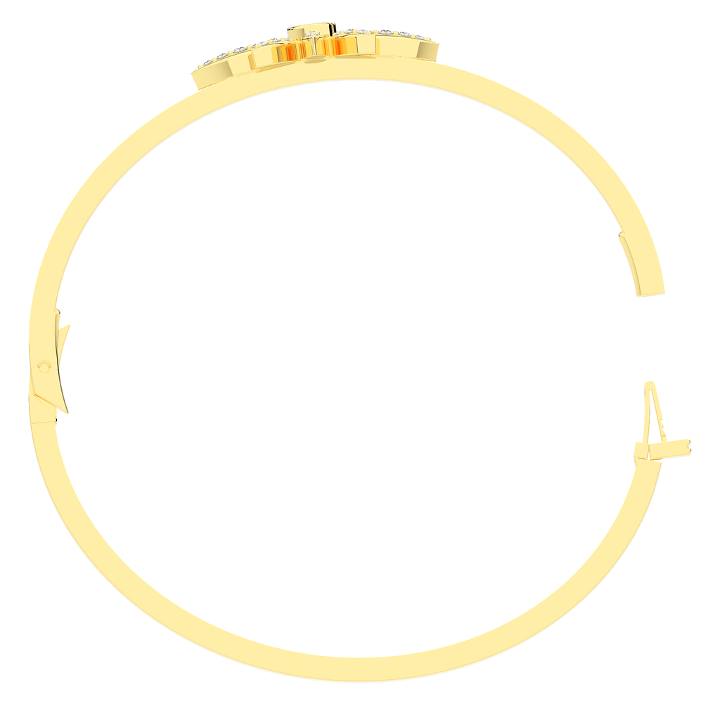 0.40CT.TW ROUND LAB BEZEL AND PRONG SET FLOWER DIAMOND BANGLE - Nazarelle