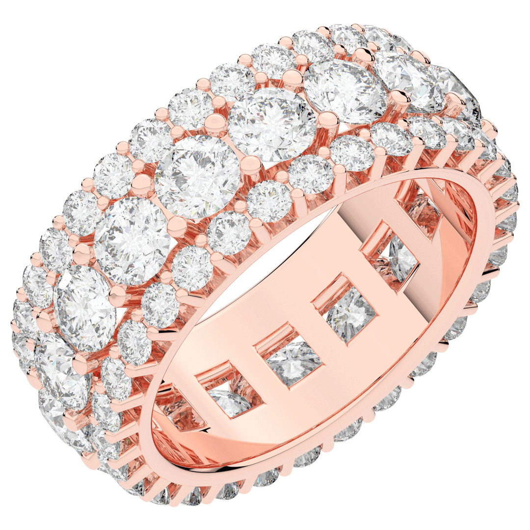 5.25CT.TW THREE ROW ROUND LAB DIAMOND ETERNITY WEDDING BAND - Nazarelle